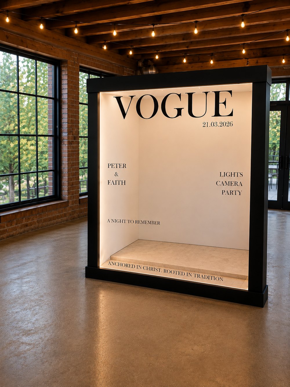 The life-sized Magazine Booth set with a personalized magazine cover